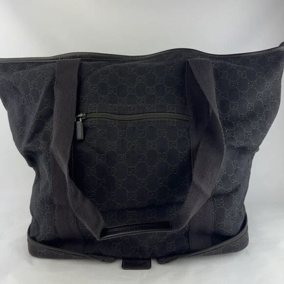 Gucci Handbags - Gucci Black/Brown Collapsible Folding Travel Tote Bag Purse impeccable